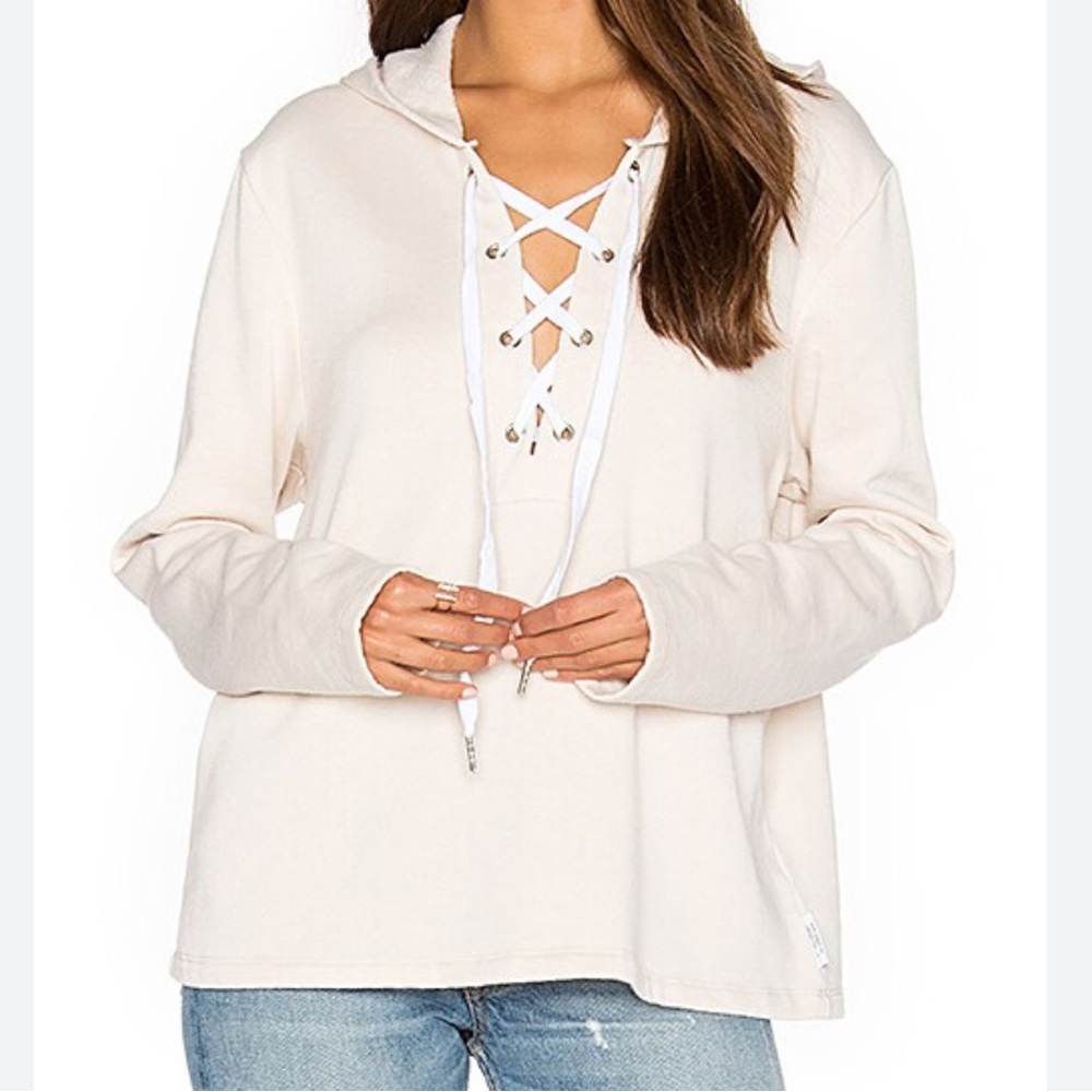 The Laundry Room Cream Lace-Up Sweatshirt